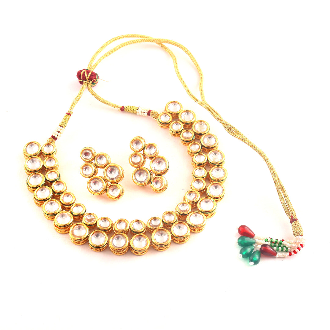 Traditional Gold-Plated Kundan-Studded Jewellery Set