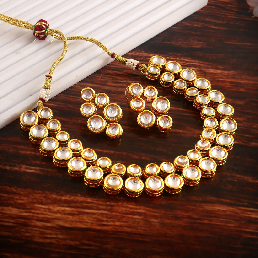 Traditional Gold-Plated Kundan-Studded Jewellery Set