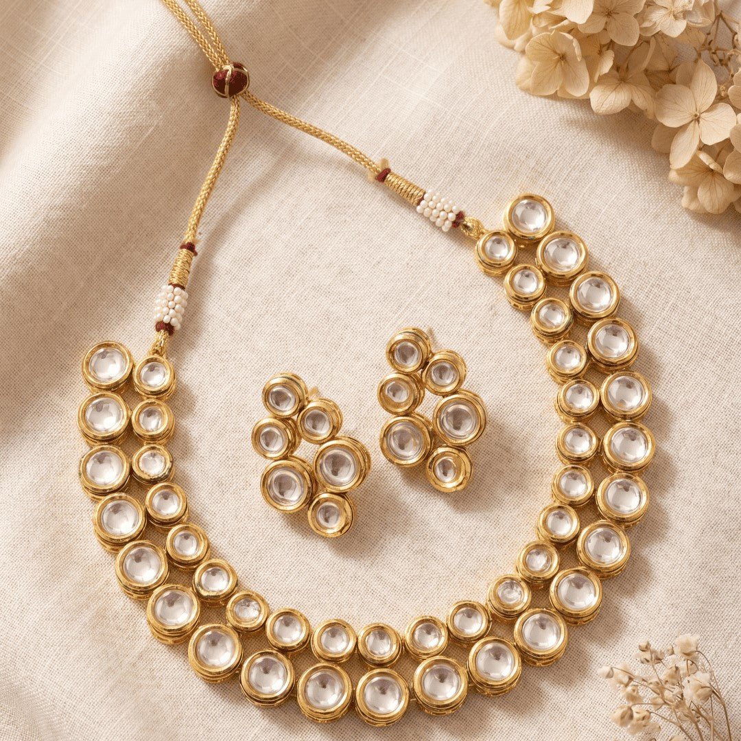 Traditional Gold-Plated Kundan-Studded Jewellery Set