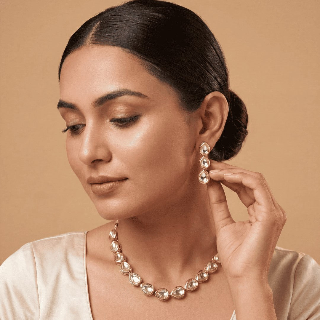 Gold-Plated Kundan-Studded Jewellery Set