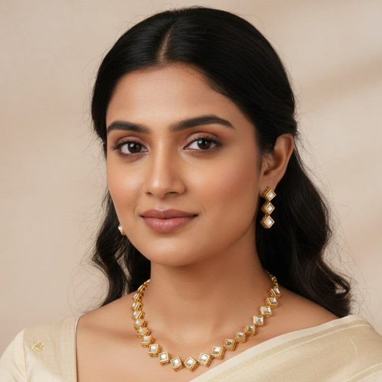 Gold-Plated Kundan-Studded Jewellery Set