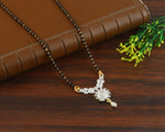 Load image into Gallery viewer, Silver-Plated Cubic Zirconia Studded &amp; Beaded Mangalsutra

