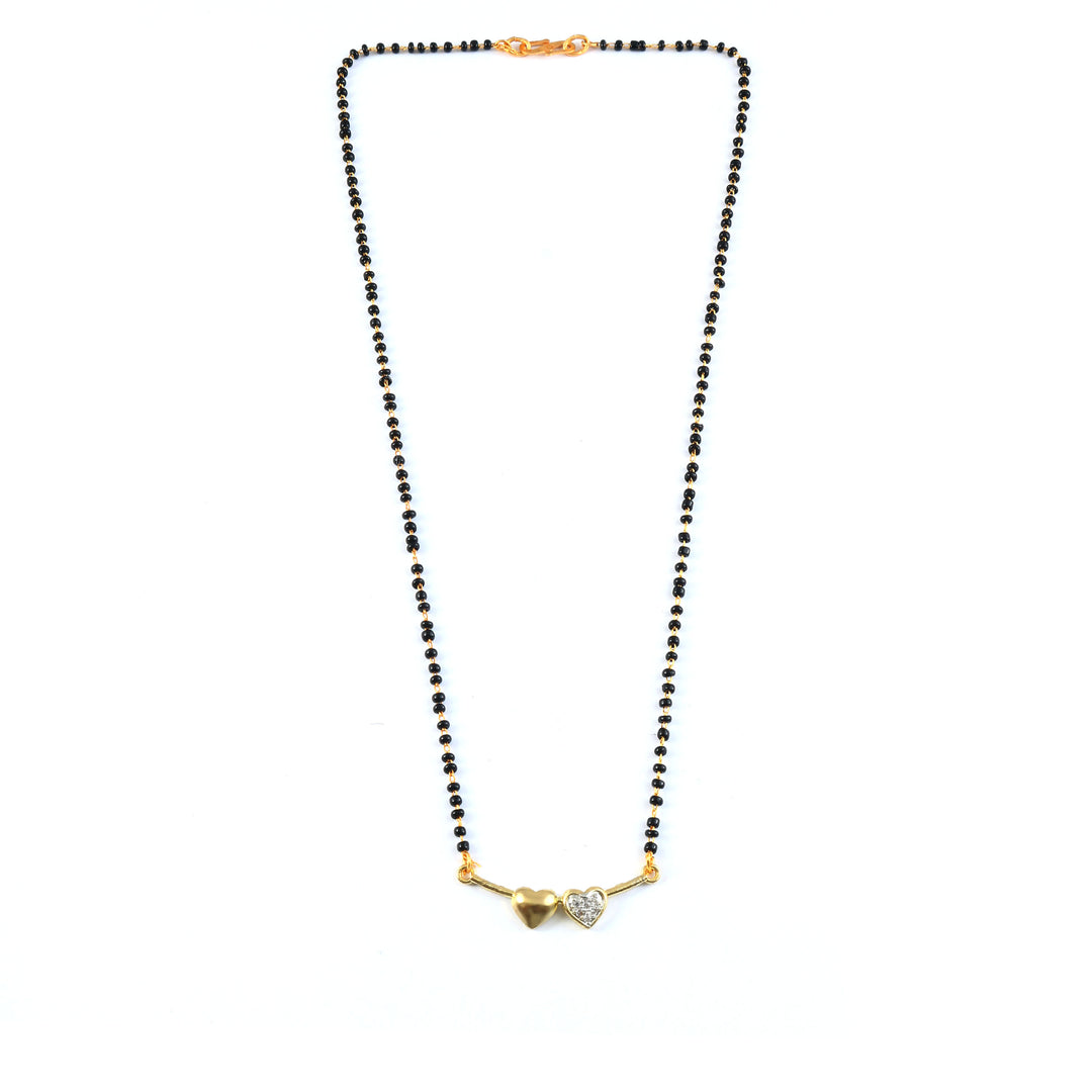 Silver-Plated Cubic Zirconia Studded & Beaded Mangalsutra