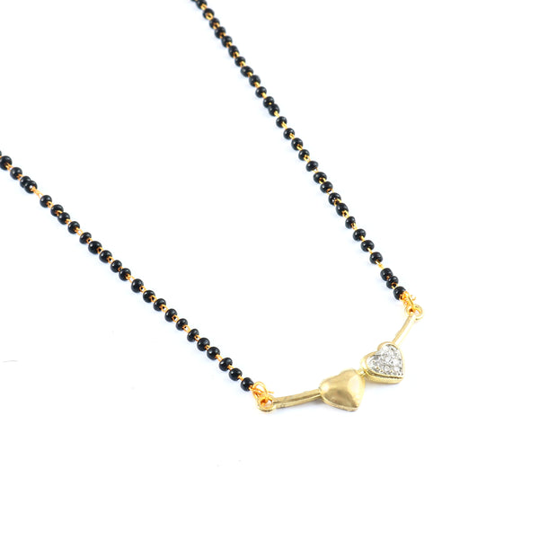 Silver-Plated Cubic Zirconia Studded & Beaded Mangalsutra