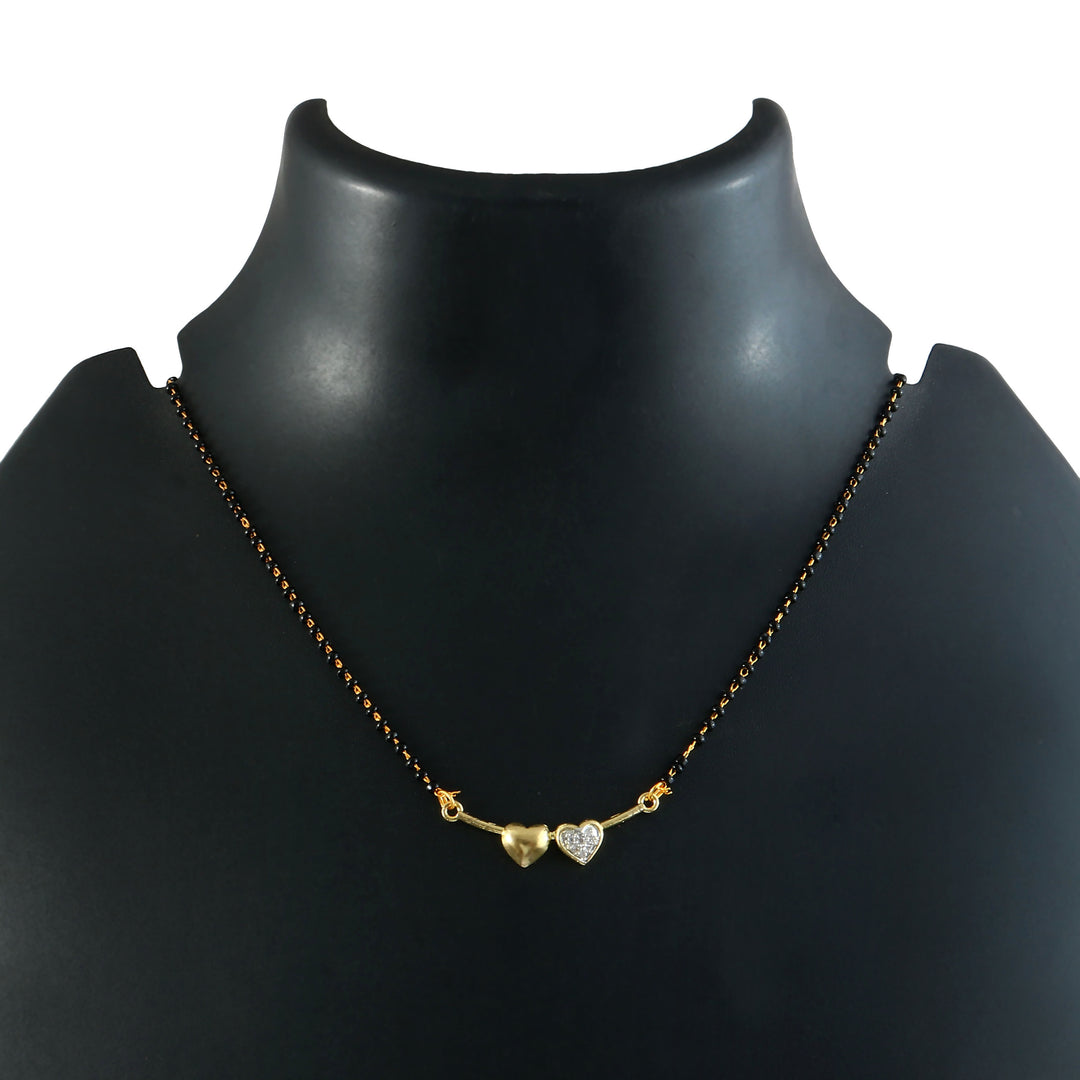 Silver-Plated Cubic Zirconia Studded & Beaded Mangalsutra