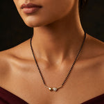 Load image into Gallery viewer, Silver-Plated Cubic Zirconia Studded &amp; Beaded Mangalsutra
