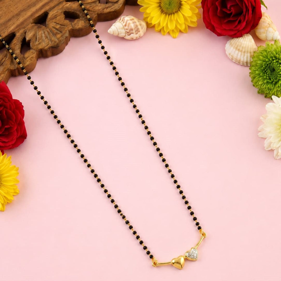 Silver-Plated Cubic Zirconia Studded & Beaded Mangalsutra