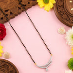 Load image into Gallery viewer, Silver-Plated Cubic Zirconia Studded &amp; Beaded Mangalsutra
