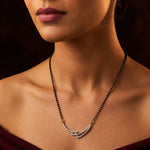 Load image into Gallery viewer, Silver-Plated Cubic Zirconia Studded &amp; Beaded Mangalsutra
