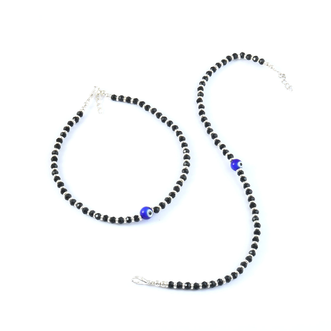 Silver-Plated Artificial Stones Evil Eye Anklet