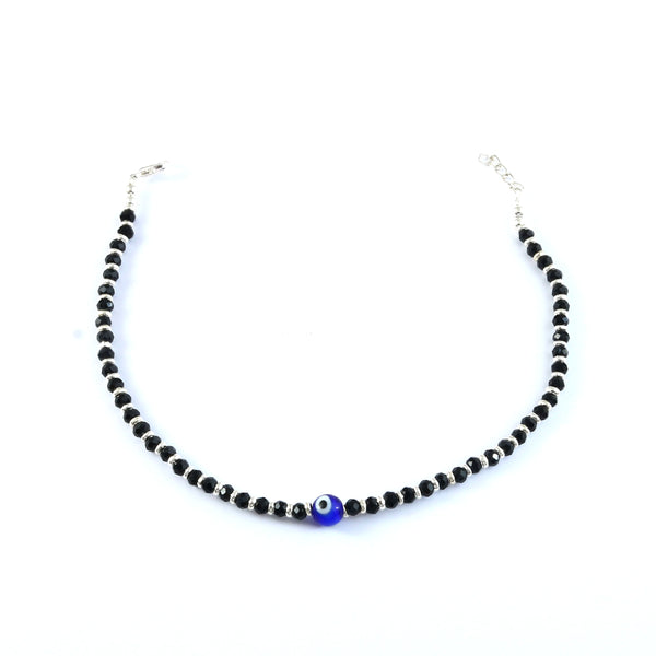 Silver-Plated Artificial Stones Evil Eye Anklet