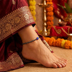 Load image into Gallery viewer, Silver-Plated Artificial Stones Evil Eye Anklet

