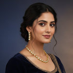 Load image into Gallery viewer, White Gold-Plated Kundan Studded Jewellery Set
