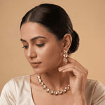 Load image into Gallery viewer, White Gold-Plated Kundan Studded Jewellery Set
