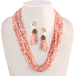 Load image into Gallery viewer, Beaded Multi-Layer Necklace and Tassel Earring Jewellery Set for Women

