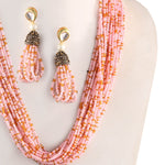 Load image into Gallery viewer, Beaded Multi-Layer Necklace and Tassel Earring Jewellery Set for Women
