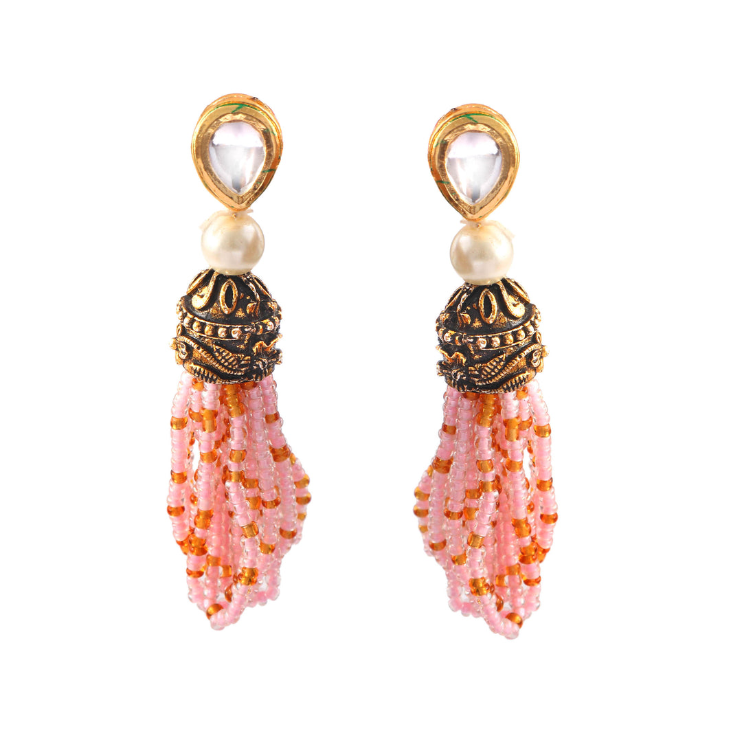 Beaded Multi-Layer Necklace and Tassel Earring Jewellery Set for Women