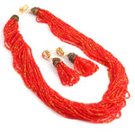 Load image into Gallery viewer, Beaded Multi-Layer Necklace and Tassel Earring Jewellery Set for Women
