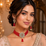 Load image into Gallery viewer, Gold-Plated Kundan Studded &amp; Beaded Jewellery Set
