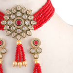 Load image into Gallery viewer, Gold-Plated Kundan Studded &amp; Beaded Jewellery Set
