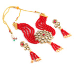 Load image into Gallery viewer, Gold-Plated Kundan Studded &amp; Beaded Jewellery Set
