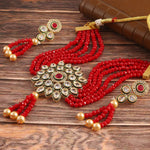 Load image into Gallery viewer, Gold-Plated Kundan Studded &amp; Beaded Jewellery Set
