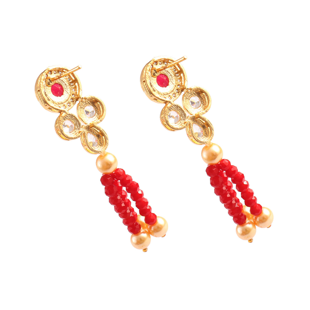 Gold-Plated Kundan Studded & Beaded Jewellery Set