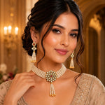 Load image into Gallery viewer, Gold-Plated Kundan Studded &amp; Beaded Jewellery Set

