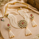 Load image into Gallery viewer, Gold-Plated Kundan Studded &amp; Beaded Jewellery Set
