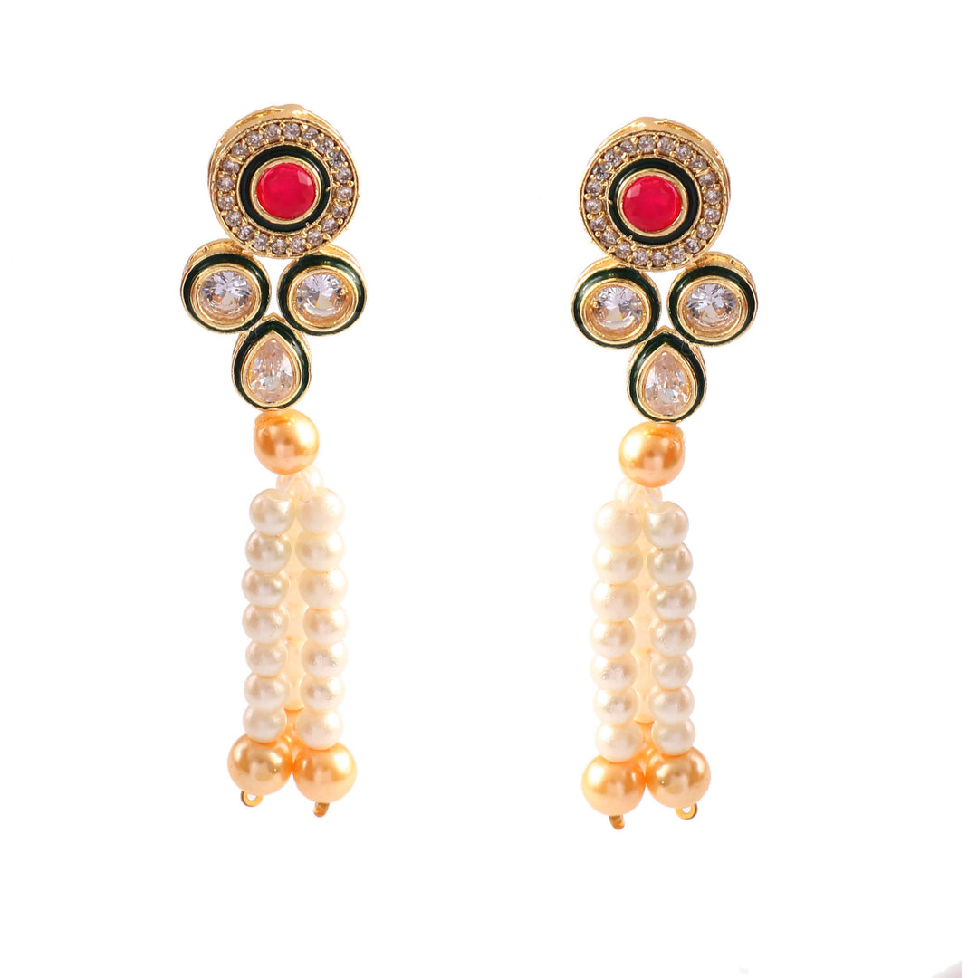 Gold-Plated Kundan Studded & Beaded Jewellery Set