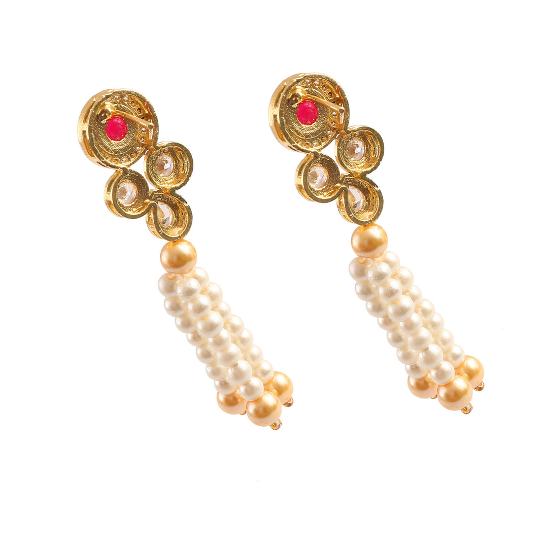 Gold-Plated Kundan Studded & Beaded Jewellery Set