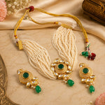 Load image into Gallery viewer, Gold-Plated Kundan Studded &amp; Beaded Jewellery Set
