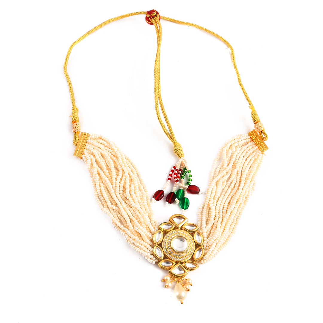 Gold-Plated Kundan Studded & Beaded Jewellery Set