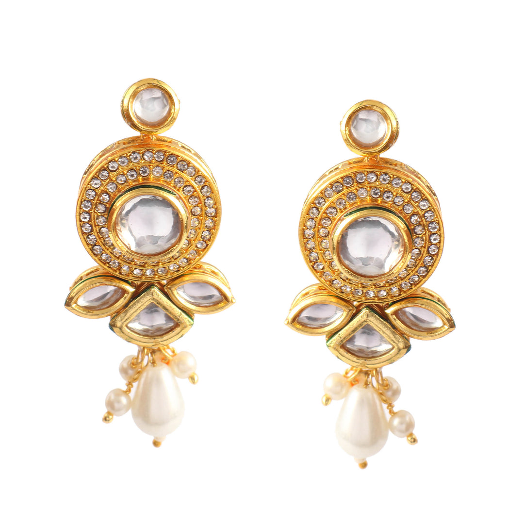 Gold-Plated Kundan Studded & Beaded Jewellery Set