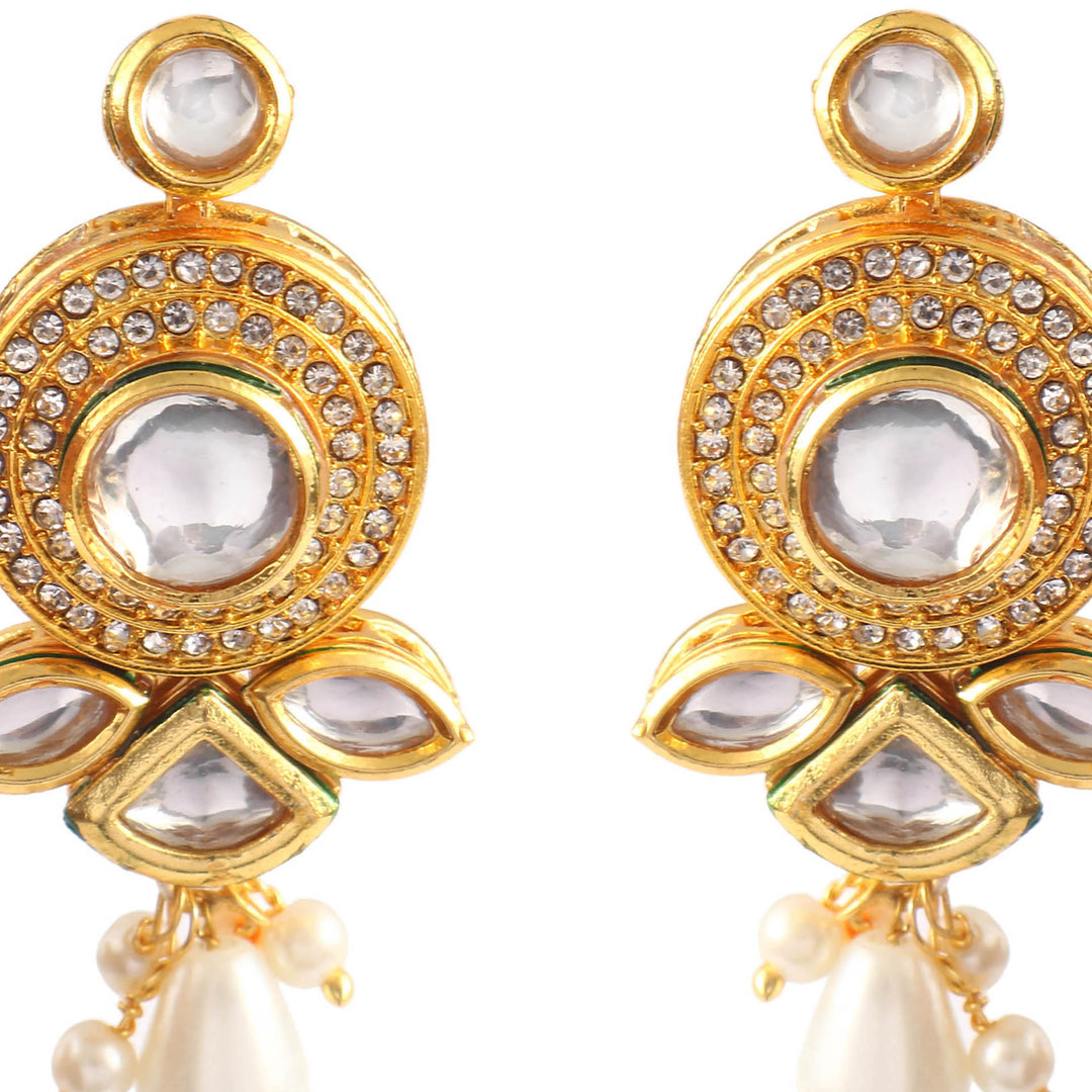 Gold-Plated Kundan Studded & Beaded Jewellery Set