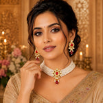 Load image into Gallery viewer, Gold-Plated Kundan Studded &amp; Beaded Jewellery Set
