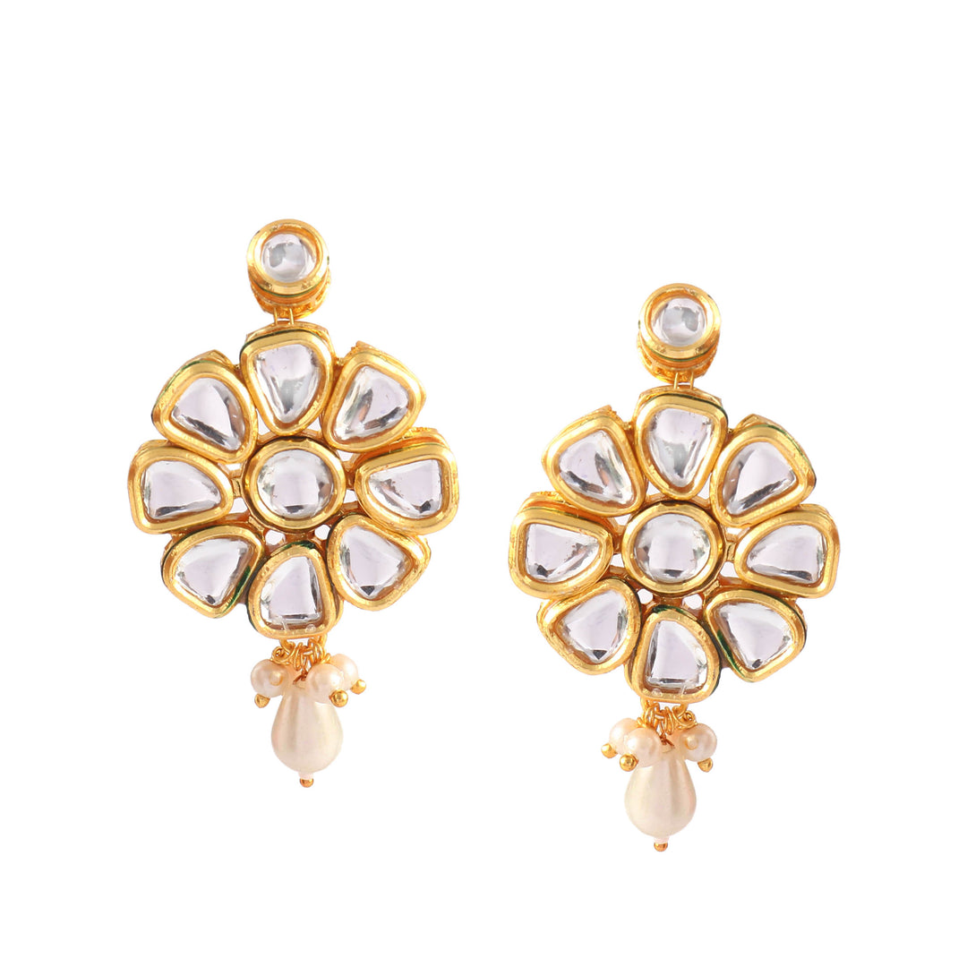 Gold-Plated Kundan Studded & Beaded Jewellery Set
