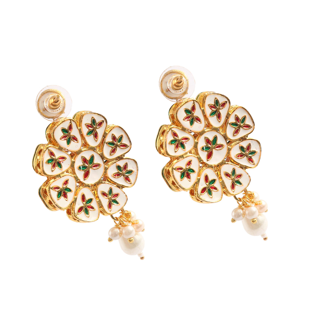 Gold-Plated Kundan Studded & Beaded Jewellery Set