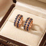 Load image into Gallery viewer, Rose Gold Plated Cubic Zirconia &amp; Crystal Studded Half-Hoop Earrings
