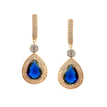 Load image into Gallery viewer, Elegant Rose Gold-Plated Cubic Zirconia  Studded Teardrop Crystal Drop Earrings
