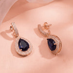 Load image into Gallery viewer, Elegant Rose Gold-Plated Cubic Zirconia  Studded Teardrop Crystal Drop Earrings
