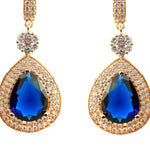 Load image into Gallery viewer, Elegant Rose Gold-Plated Cubic Zirconia  Studded Teardrop Crystal Drop Earrings
