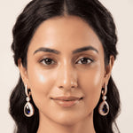 Load image into Gallery viewer, Elegant Rose Gold-Plated Cubic Zirconia  Studded Teardrop Crystal Drop Earrings
