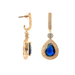 Load image into Gallery viewer, Elegant Rose Gold-Plated Cubic Zirconia  Studded Teardrop Crystal Drop Earrings
