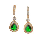 Load image into Gallery viewer, Elegant Rose Gold-Plated Cubic Zirconia  Studded Teardrop Crystal Drop Earrings
