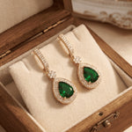 Load image into Gallery viewer, Elegant Rose Gold-Plated Cubic Zirconia  Studded Teardrop Crystal Drop Earrings
