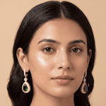 Load image into Gallery viewer, Elegant Rose Gold-Plated Cubic Zirconia  Studded Teardrop Crystal Drop Earrings

