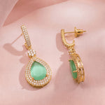 Load image into Gallery viewer, Elegant Rose Gold-Plated Cubic Zirconia  Studded Teardrop Crystal Drop Earrings
