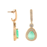 Load image into Gallery viewer, Elegant Rose Gold-Plated Cubic Zirconia  Studded Teardrop Crystal Drop Earrings
