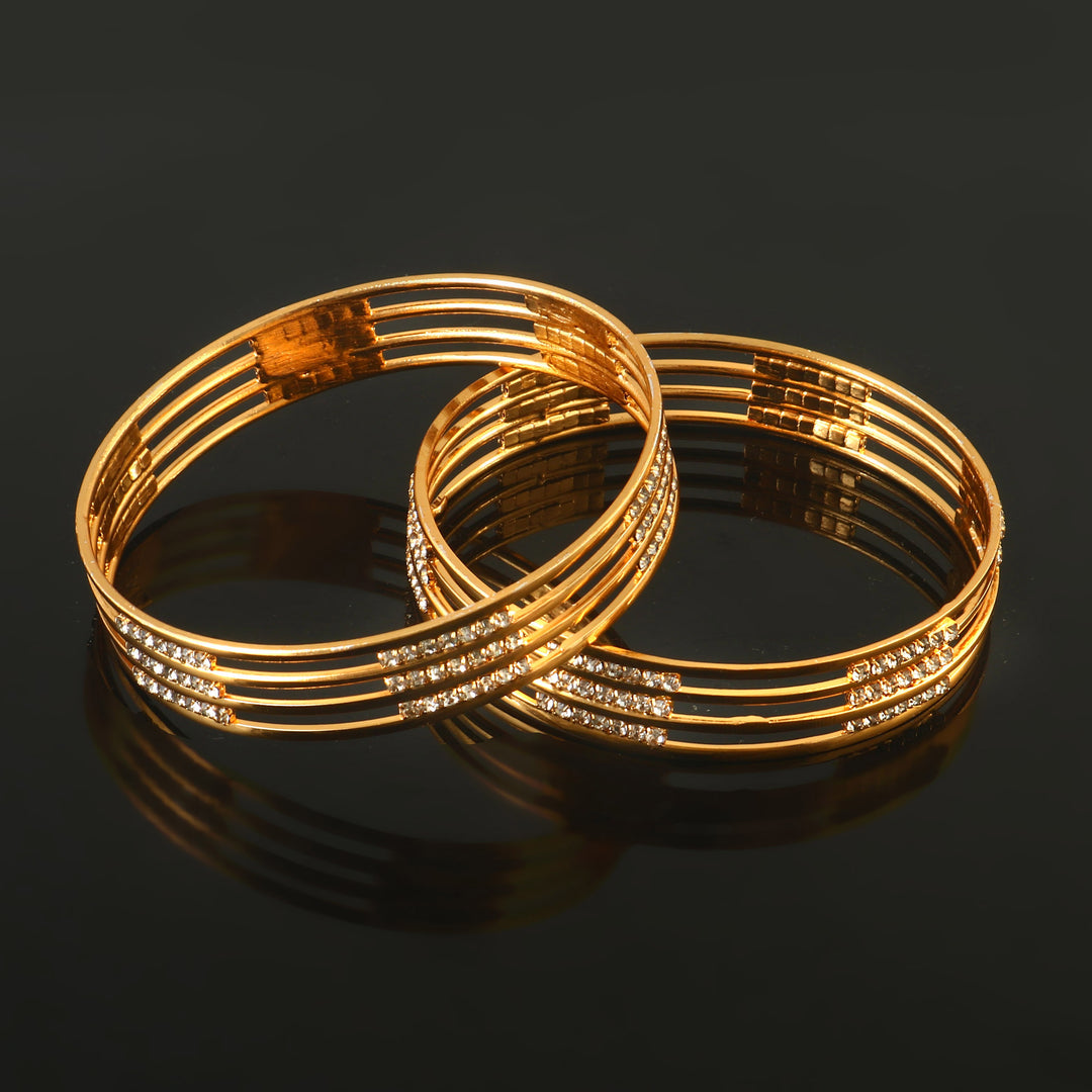 Set Of 2 Gold-Plated AD-Studded Bangles